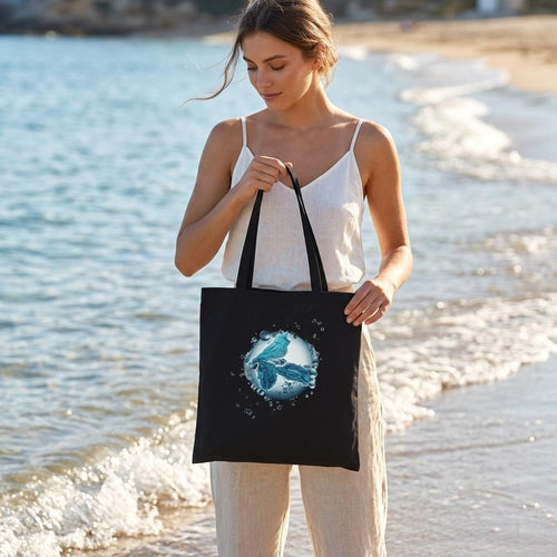 Sac fourre-tout Premium Noir & dauphin personnalisable | Nipazen